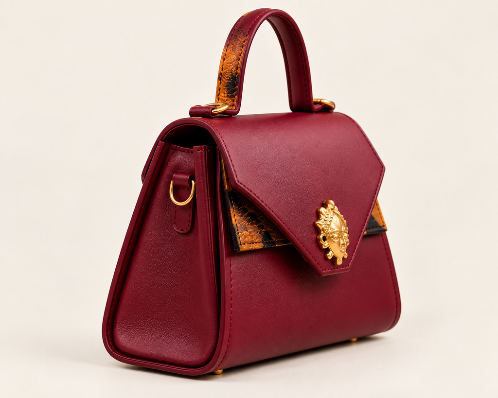 Sac à main Bordeaux vernis et perlé - Raphia