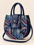 Sac cabas en wax à motifs avec bandoulière