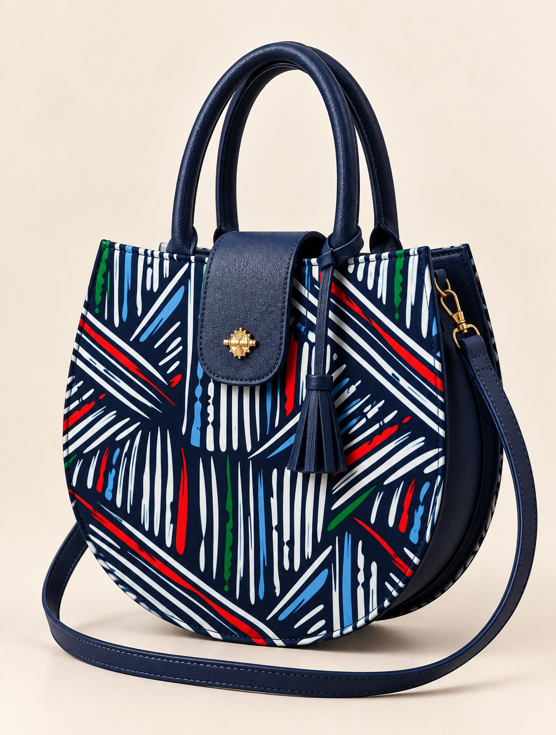 Sac cabas en wax à motifs avec bandoulière