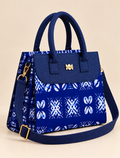 Sac cabas bleu à motifs avec bandoulière