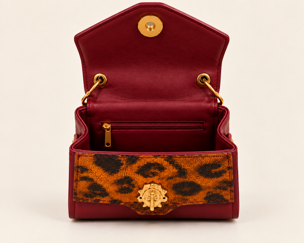 Sac à main Bordeaux vernis et perlé - Raphia