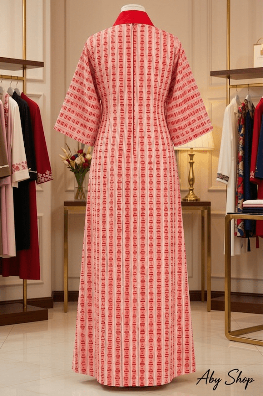 Robe longue à motifs rouges et blancs - Aby Shop