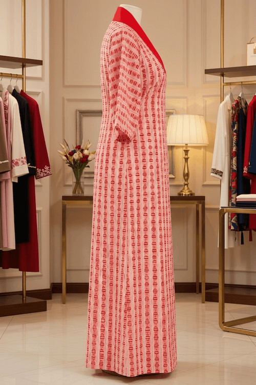 Robe longue à motifs rouges et blancs - Aby Shop
