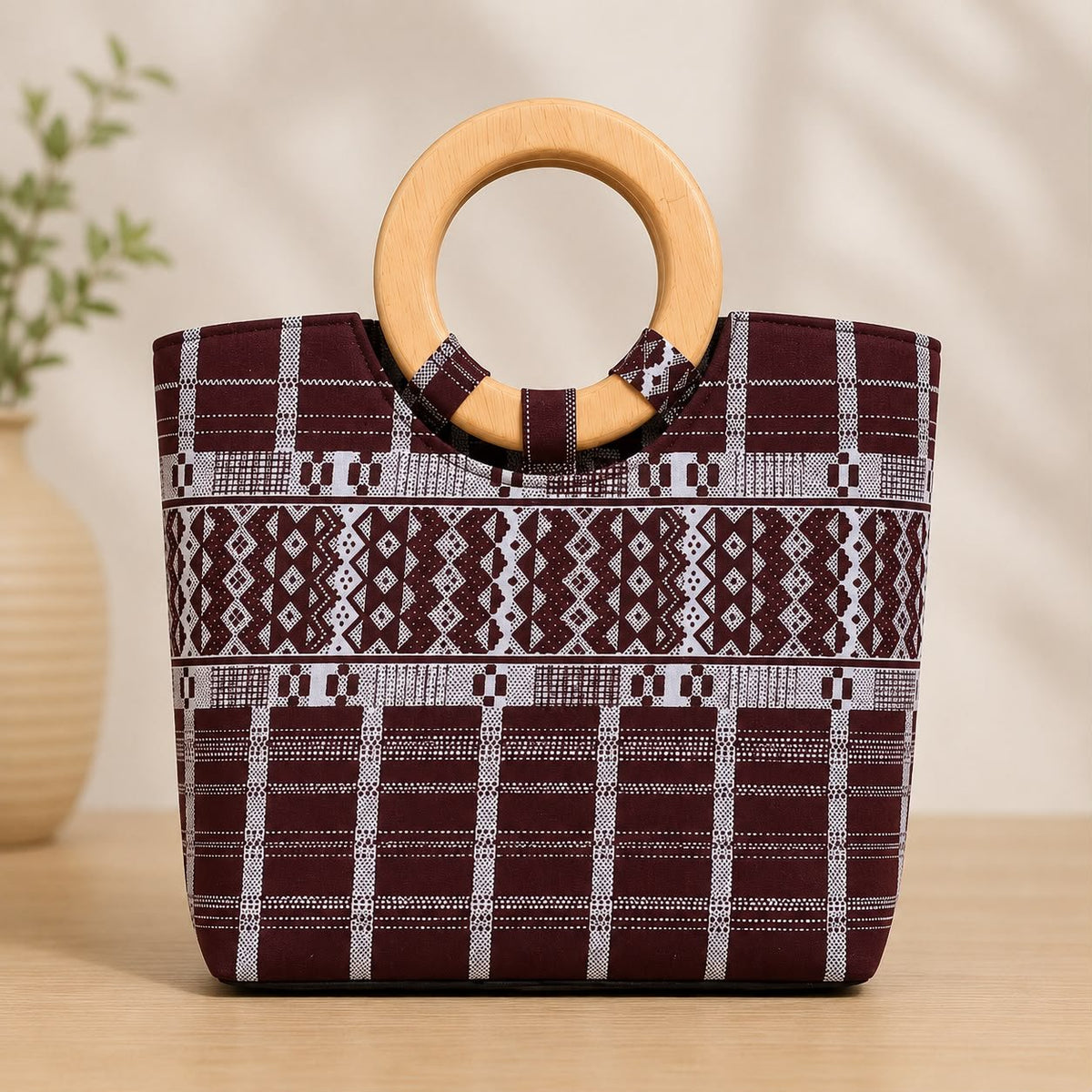 Sac à main artisanal à poignées en bois - Aby Shop