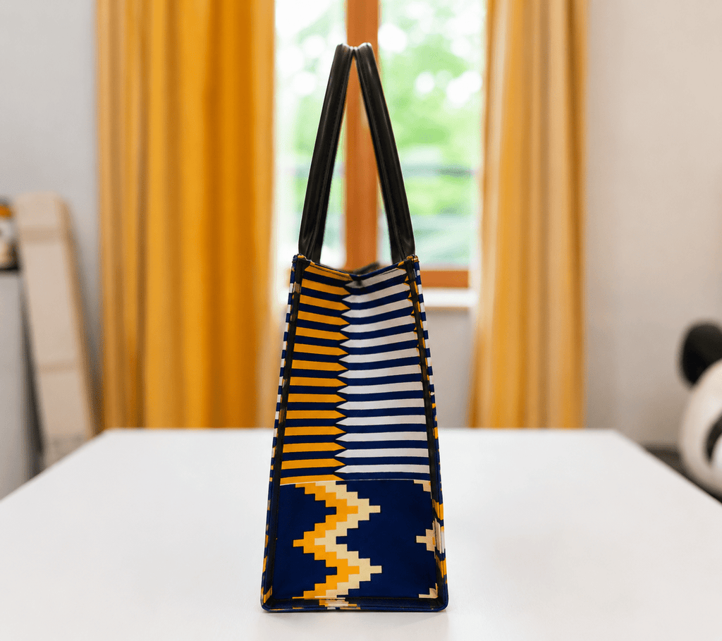 Sac cabas Wax Bleu & Jaune – Fait main - Aby Shop