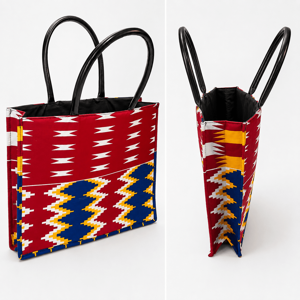 Sac cabas Wax Bleu, Rouge & Blanc – Fait main - Aby Shop
