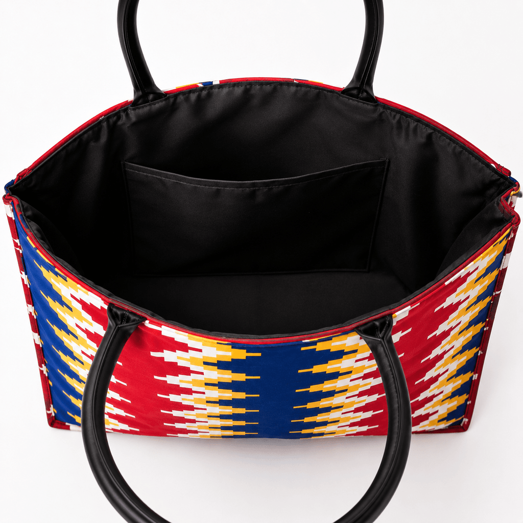 Sac cabas Wax Bleu, Rouge & Blanc – Fait main - Aby Shop