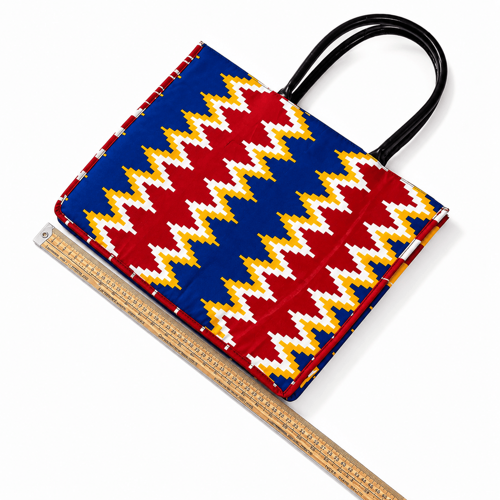 Sac cabas Wax Bleu, Rouge & Blanc – Fait main - Aby Shop