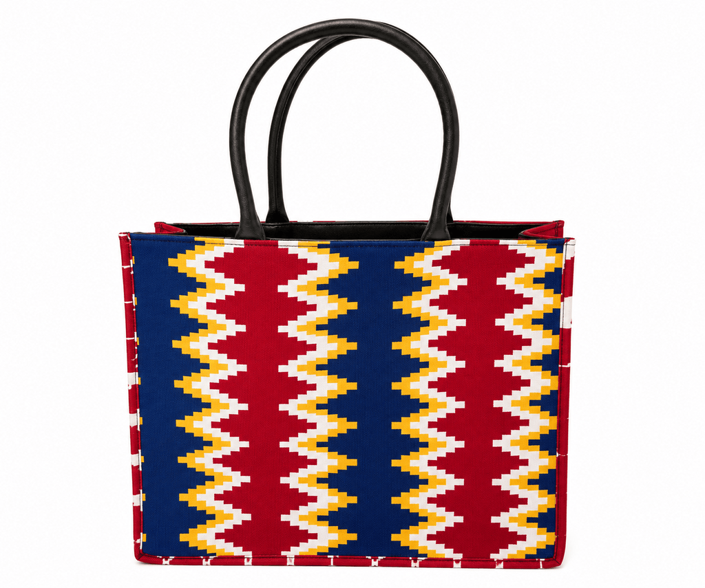 Sac cabas Wax Bleu, Rouge & Blanc – Fait main - Aby Shop