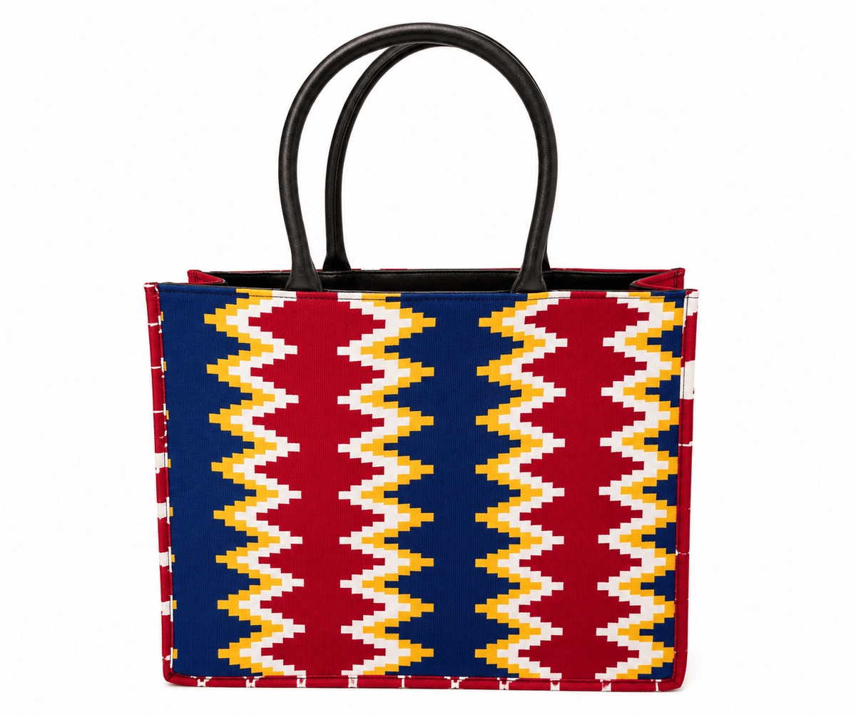 Sac cabas Wax Bleu, Rouge & Blanc – Fait main - Aby Shop