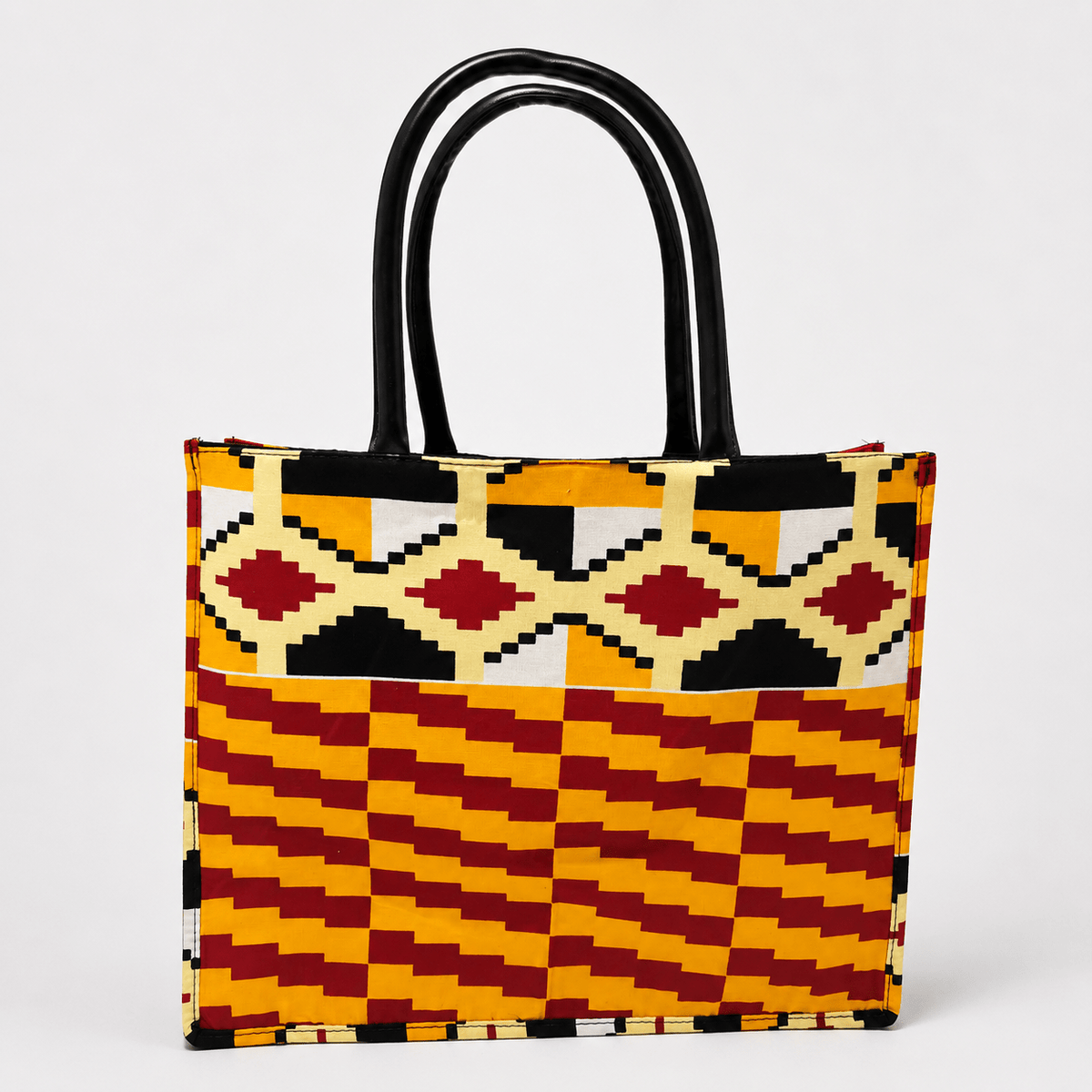 Sac cabas Wax Jaune & Bordeaux – Fait main - Aby Shop