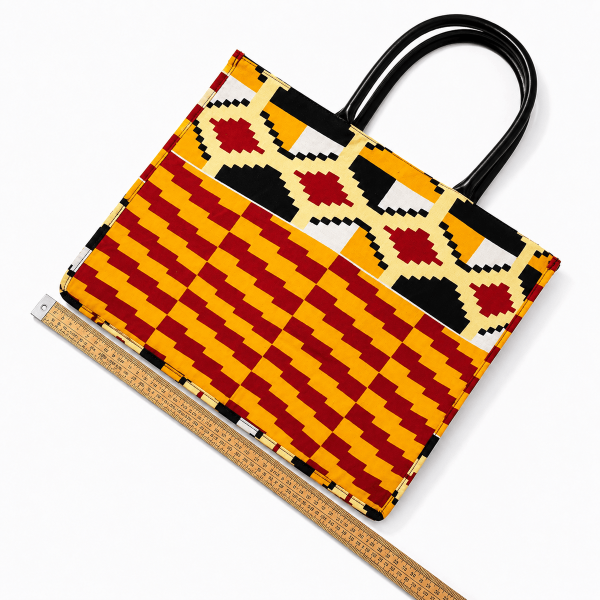 Sac cabas Wax Jaune & Bordeaux – Fait main - Aby Shop